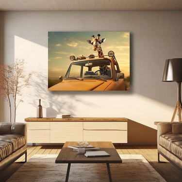 Tableau Girafe Dans Voiture